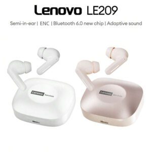 Lenovo Écouteurs Bluetooth Lenovo LE209 Nouveau, écouteurs intra-auriculaires Bluetooth 6.0 avec son surround stéréo, musique et jeux de haute qualité, longue durée de vie de la batterie, microphone pour appels clairs, écouteurs sans fil confortables en silicone, compatibles avec les smartphones et les ordinateurs