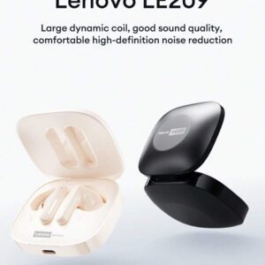 Lenovo Écouteurs Bluetooth Lenovo LE209 Nouveau, écouteurs intra-auriculaires Bluetooth 6.0 avec son surround stéréo, musique et jeux de haute qualité, longue durée de vie de la batterie, microphone pour appels clairs, écouteurs sans fil confortables en silicone, compatibles avec les smartphones et les ordinateurs