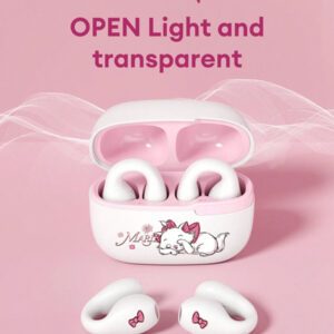 Disney QS-T10 MARIE Écouteurs Bluetooth, Écouteurs Intra-Auriculaires de Sport avec Une Longue Durée de Vie de la Batterie, Appels Haute Définition avec Microphone, Faible Latence pour la Musique, le Jeu, Ajustement Confortable et Annulation Passive du Bruit