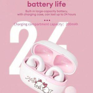 Disney QS-T10 MARIE Écouteurs Bluetooth, Écouteurs Intra-Auriculaires de Sport avec Une Longue Durée de Vie de la Batterie, Appels Haute Définition avec Microphone, Faible Latence pour la Musique, le Jeu, Ajustement Confortable et Annulation Passive du Bruit