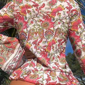 SHEIN Swim Cardigan imprimé avec col en V profond, nœud devant et manches évasées pour les vacances d'été
