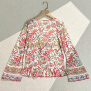 SHEIN Swim Cardigan imprimé avec col en V profond, nœud devant et manches évasées pour les vacances d'été