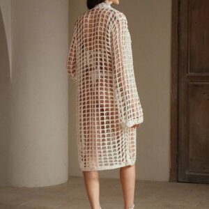 Anewsta Femmes Cachette à manches longues, épaules dénudées, ajourée, tricot au crochet de couleur unie