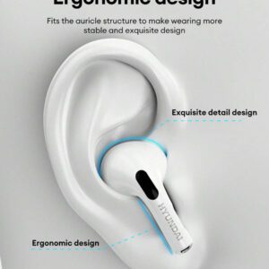 HYUNDAI Écouteurs Bluetooth Hyundai HY-Y11, casque stéréo semi-intra-auriculaire avec écran tactile intelligent, appels haute définition, double mode de réduction du bruit, faible latence, musique, affaires, course à pied, écouteurs Bluetooth intelligents multifonctions