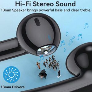 Tagry Écouteurs sans fil N7 TWS Haut-parleurs stéréo HI-FI Casque Bluetoth 5.3 Durée de vie de la batterie de 60 heures avec boîtier de charge sans fil Affichage LED de la puissance Graves puissants Écouteurs étanches avec microphone Casque stéréo pour TV Téléphone Ordinateur portable