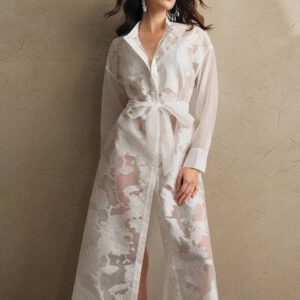 Anewsta Kimono couvrant élégant à manche transparente fleurie de longueur maxi, polyvalent pour le printemps/l'été, la plage, les vacances