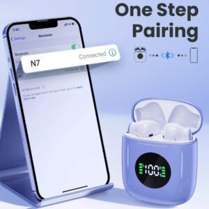 Tagry Écouteurs sans fil N7 TWS Haut-parleurs stéréo HI-FI Casque Bluetoth 5.3 Durée de vie de la batterie de 60 heures avec boîtier de charge sans fil Affichage LED de la puissance Graves puissants Écouteurs étanches avec microphone Casque stéréo pour TV Téléphone Ordinateur portable