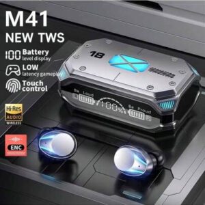 Écouteurs sans fil M41 TWS Bluetooth Écouteurs Contrôle tactile Réduction de bruit Écouteurs stéréo Imperméables avec microphone