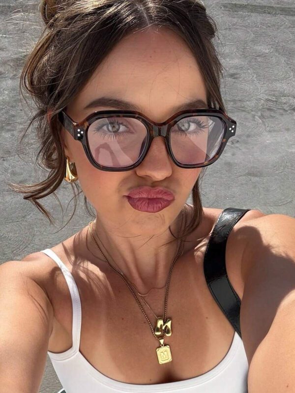 1 pièce Lunettes noires rétro style riz pour femmes. Lunettes de mode casual pour la lecture quotidienne, les déplacements professionnels, les tenues de plage, les accessoires vintage Y2K, les tenues casual chic et les cadeaux – Image 2