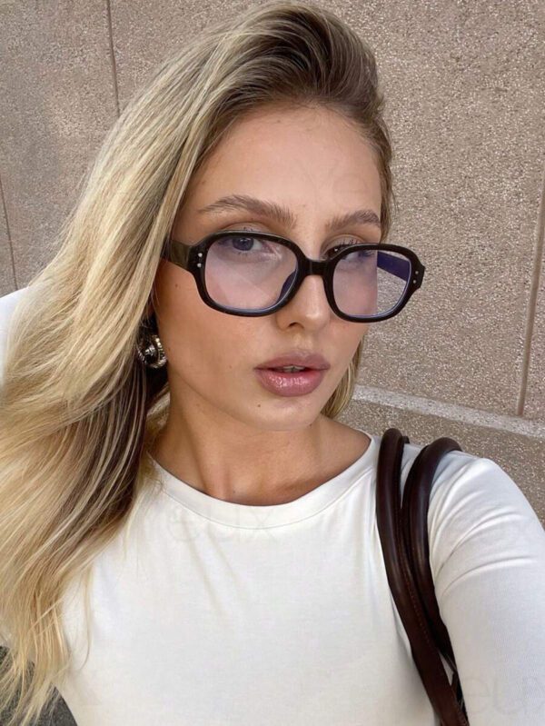 1 pièce Lunettes noires rétro style riz pour femmes. Lunettes de mode casual pour la lecture quotidienne, les déplacements professionnels, les tenues de plage, les accessoires vintage Y2K, les tenues casual chic et les cadeaux – Image 7