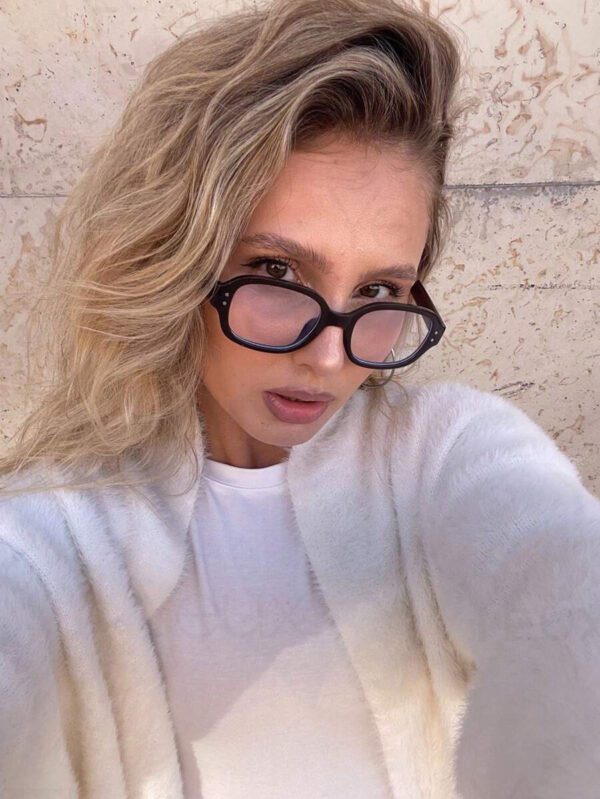 1 pièce Lunettes noires rétro style riz pour femmes. Lunettes de mode casual pour la lecture quotidienne, les déplacements professionnels, les tenues de plage, les accessoires vintage Y2K, les tenues casual chic et les cadeaux – Image 8