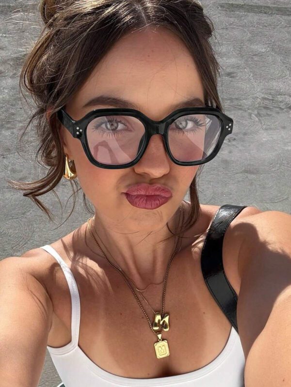 1 pièce Lunettes noires rétro style riz pour femmes. Lunettes de mode casual pour la lecture quotidienne, les déplacements professionnels, les tenues de plage, les accessoires vintage Y2K, les tenues casual chic et les cadeaux – Image 17