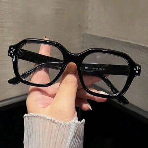 1 pièce Lunettes noires rétro style riz pour femmes. Lunettes de mode casual pour la lecture quotidienne, les déplacements professionnels, les tenues de plage, les accessoires vintage Y2K, les tenues casual chic et les cadeaux