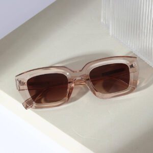 Lunettes de mode carrées de style bohème rétro, décontractées, accessoires de plage pour femmes, pour les vacances d'été à la plage, les sorties, les voyages. Décoration des branches, style décontracté, monture rectangulaire
