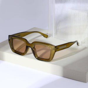 Lunettes de mode carrées de style bohème rétro, décontractées, accessoires de plage pour femmes, pour les vacances d'été à la plage, les sorties, les voyages. Décoration des branches, style décontracté, monture rectangulaire