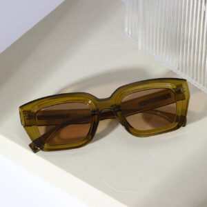 Lunettes de mode carrées de style bohème rétro, décontractées, accessoires de plage pour femmes, pour les vacances d'été à la plage, les sorties, les voyages. Décoration des branches, style décontracté, monture rectangulaire
