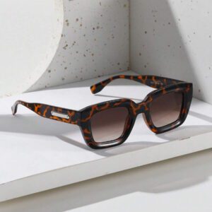 Lunettes de mode carrées de style bohème rétro, décontractées, accessoires de plage pour femmes, pour les vacances d'été à la plage, les sorties, les voyages. Décoration des branches, style décontracté, monture rectangulaire