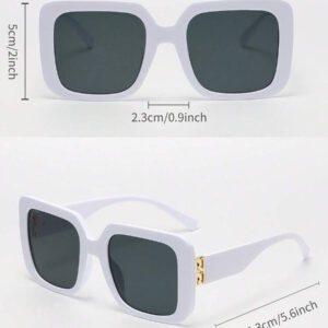 Lunettes de soleil vintage à grand cadre carré en plastique, monture de mode classique pour les sorties en extérieur, les voyages, la plage et les vacances. Protection UV élégante et à la mode pour les sorties en famille, les vacances d'été, la plage, les voyages et les loisirs en extérieur.