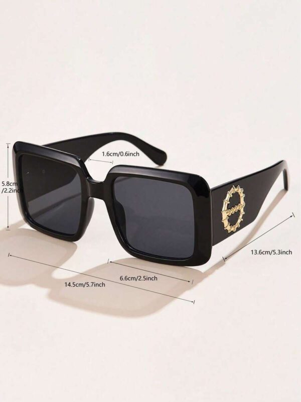 1 pièce Lunettes de mode en plastique carrées surdimensionnées au style rétro avec décoration métallique, convient pour l'extérieur, la rue, les fêtes, les vacances d'été à la plage, l'extérieur, les voyages – Image 4