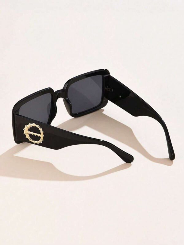 1 pièce Lunettes de mode en plastique carrées surdimensionnées au style rétro avec décoration métallique, convient pour l'extérieur, la rue, les fêtes, les vacances d'été à la plage, l'extérieur, les voyages – Image 6