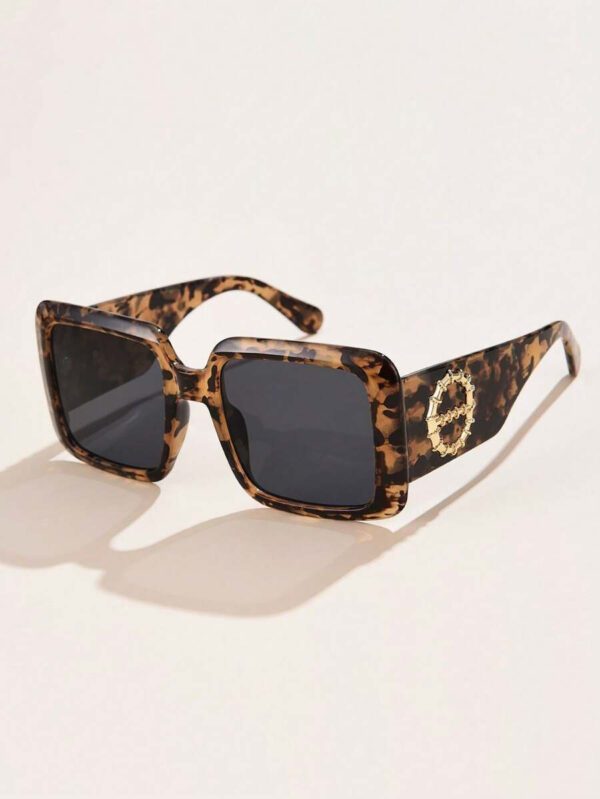 1 pièce Lunettes de mode en plastique carrées surdimensionnées au style rétro avec décoration métallique, convient pour l'extérieur, la rue, les fêtes, les vacances d'été à la plage, l'extérieur, les voyages – Image 8
