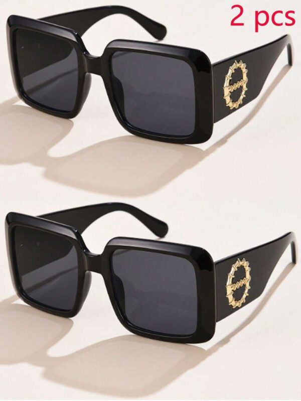 1 pièce Lunettes de mode en plastique carrées surdimensionnées au style rétro avec décoration métallique, convient pour l'extérieur, la rue, les fêtes, les vacances d'été à la plage, l'extérieur, les voyages – Image 11