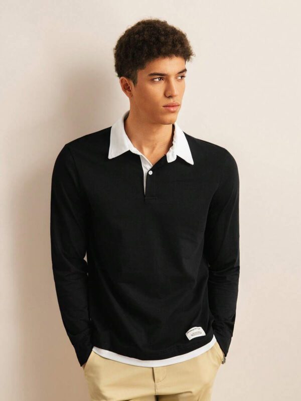 SWAVVY Homme Polo À Applique Lettre 2 en 1 – Image 2
