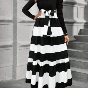 Calvaya Robe longue à manches bouffantes avec ceinture et imprimé floral pour femmes