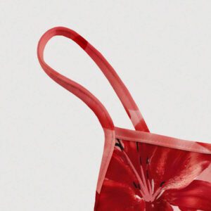 SHEIN MOD Robe fluide à taille froncée avec imprimé tie-dye dégradé de lys rouge, style minimaliste décontracté de vacances