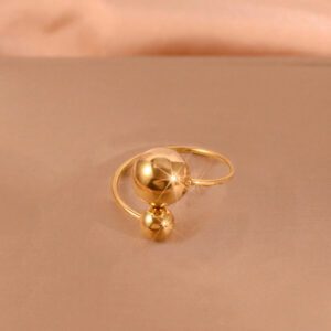 1 pièce Bague ouverte de mode personnalisée en acier inoxydable de forme boule ronde créative pour femmes