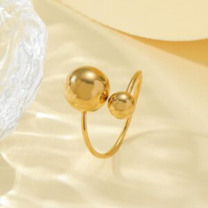 1 pièce Bague ouverte de mode personnalisée en acier inoxydable de forme boule ronde créative pour femmes