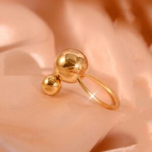 1 pièce Bague ouverte de mode personnalisée en acier inoxydable de forme boule ronde créative pour femmes
