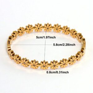 Bracelet à la mode en acier inoxydable avec marguerite et zircone, idéal pour les fêtes de femmes, à porter au quotidien, design floral classique, bijoux de poignet, cadeau