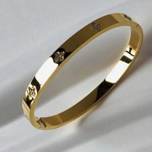 Bracelet ouvert en acier inoxydable plaqué 18 carats pour femme, bijoux de luxe imperméables et colorés en zircone cubique