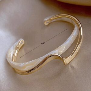 1 pièce Bracelet à vague de mode pour femmes, en acier inoxydable et résine, cadeau pour anniversaire, fête ou porter pendant les vacances
