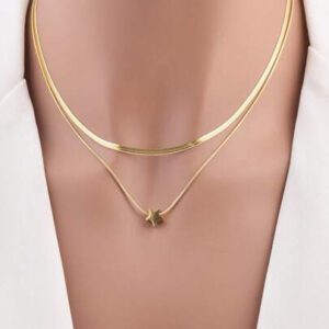 2 pièces En Acier Inoxydable Polissage En Forme D'étoile Pendentif Avec perforation Électrolytique Serpent Chaîne Dague Lame Chaîne Pour Pour Femme Port Quotidien Accessoire