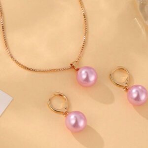 3pcs Set Minimalist Pearl Necklace And Earrings Set, Suitable For Women's Daily Wear, Festivals And Parties