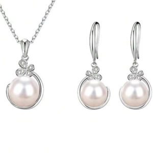 3pcs Set Minimalist Pearl Necklace And Earrings Set, Suitable For Women's Daily Wear, Festivals And Parties