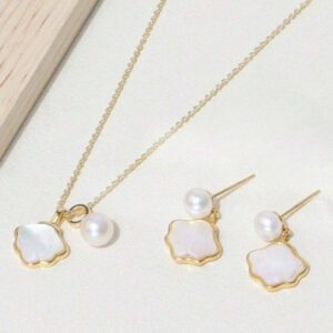 3pcs Set Minimalist Pearl Necklace And Earrings Set, Suitable For Women's Daily Wear, Festivals And Parties