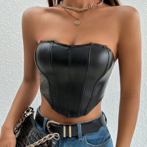 SHEIN PETITE Haut Court Pour Femme En Tube D'ourlet Asymétrique