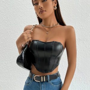 SHEIN PETITE Haut Court Pour Femme En Tube D'ourlet Asymétrique