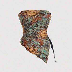 SHEIN MOD Top court bandeau bohème avec imprimé paisley, ourlet asymétrique, dos nu, pour sortir
