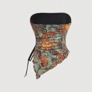 SHEIN MOD Top court bandeau bohème avec imprimé paisley, ourlet asymétrique, dos nu, pour sortir