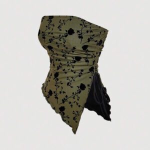 SHEIN MOD Top court bandeau bohème avec imprimé paisley, ourlet asymétrique, dos nu, pour sortir