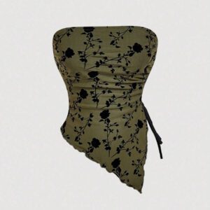 SHEIN MOD Top court bandeau bohème avec imprimé paisley, ourlet asymétrique, dos nu, pour sortir