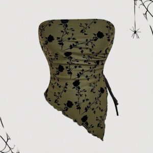 SHEIN MOD Top court bandeau bohème avec imprimé paisley, ourlet asymétrique, dos nu, pour sortir