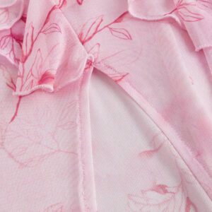 SHEIN MOD Robe d'été rose à encolure en V, avec découpe, volants à l'ourlet, fente haute et imprimé tie-dye
