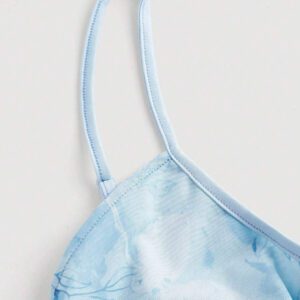 SHEIN MOD Robe d'été rose à encolure en V, avec découpe, volants à l'ourlet, fente haute et imprimé tie-dye