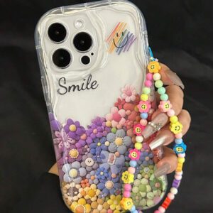 Apple Smile Flower Transparent Straight Edge Simple Perforated Anti-Drop Thickened Phone Case Printed Compatible With IPhone 15 XR /7/8 IPhone 15 Pro Max/12 Pro Max/13 Pro Max/14 Pro Max 13 14 11 12P 14 P11 P11 Soft Shell P12 Anti-Drop XS.XR /78P.78GES2, Phone Case Cover Waterproof Shockproof Scratch Resistant