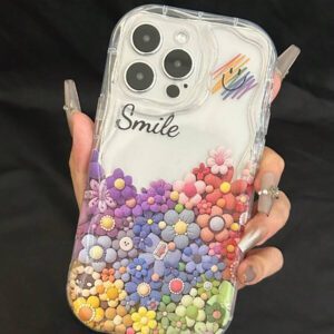 Apple Smile Flower Transparent Straight Edge Simple Perforated Anti-Drop Thickened Phone Case Printed Compatible With IPhone 15 XR /7/8 IPhone 15 Pro Max/12 Pro Max/13 Pro Max/14 Pro Max 13 14 11 12P 14 P11 P11 Soft Shell P12 Anti-Drop XS.XR /78P.78GES2, Phone Case Cover Waterproof Shockproof Scratch Resistant